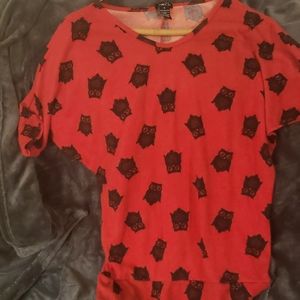 Rue 21 Red top with black owls